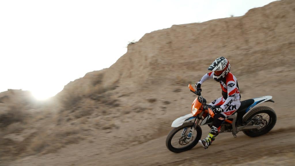KTM Freeride E-XC on trail showing lightweight off-road capability